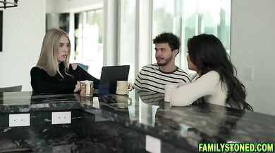 Stepson and his girlfriend shooting porn with stepmoms help