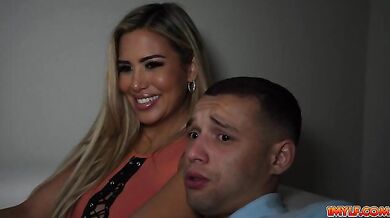 Stepmom watching movie with her stepson