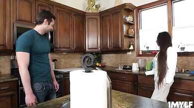 Stepson Brad leave stepmom Cali covered in hot cum