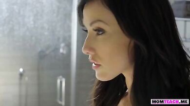 Horny stepson fucks his MILF stepmommy and stepsister
