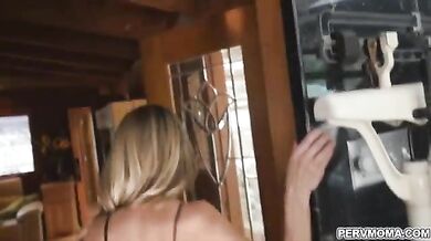 Stepson drilled stepmoms mouth and pussy