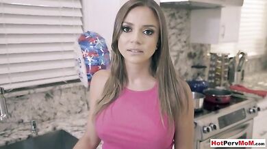 Nasty MILF stepmom surprised her stepson with a handjob