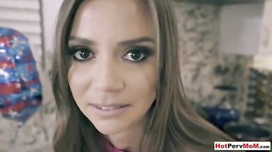 Nasty MILF stepmom surprised her stepson with a handjob