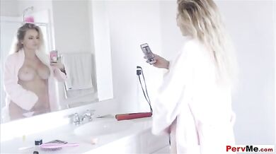 Stepson secretly sexting with his hot blonde stepmom