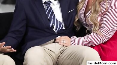 2 wild MILFs suck and ride stepsons big cock