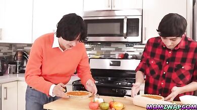 Stepsons caught fucking the pie by stepmoms