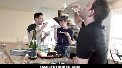 FamilyStrokes - Curvy Military Wife Plowed by Stepson
