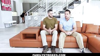 FamilyStrokes - Sexy Milf Fucks Stepson and Dad