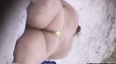 Peeking at Stepmom's big ass on the beach