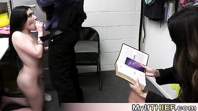 Cute shoplifter and her stepmom caught