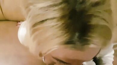 Stepmom Helps Stepson to Cum with Blowjob and Handjob